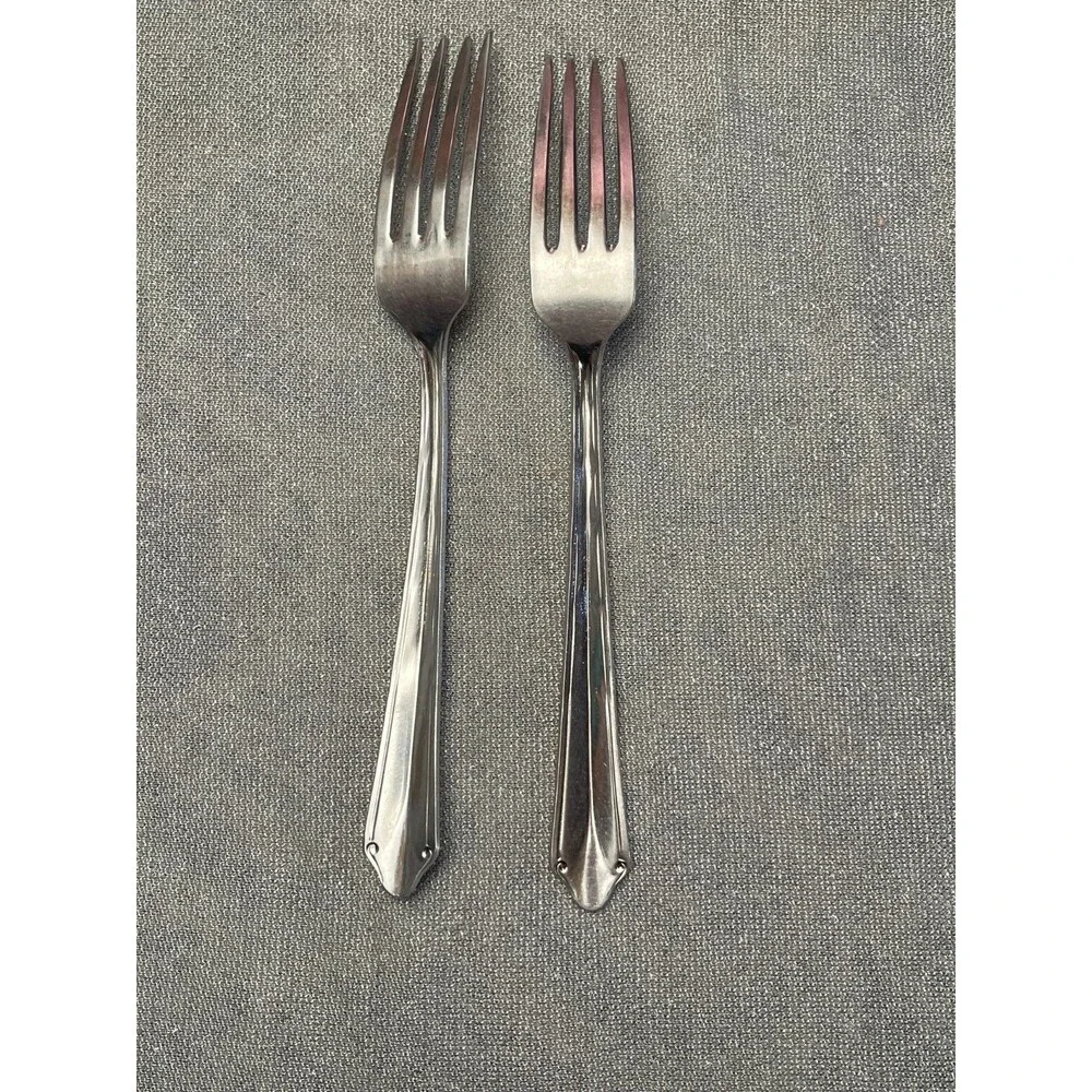 Vintage EKCO Kenilworth Set of Two Dinner Forks Stainless Steel Art Deco